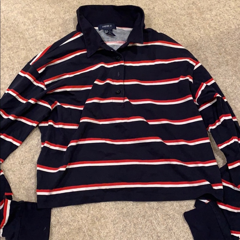 Forget 21 cropped collared long sleeve